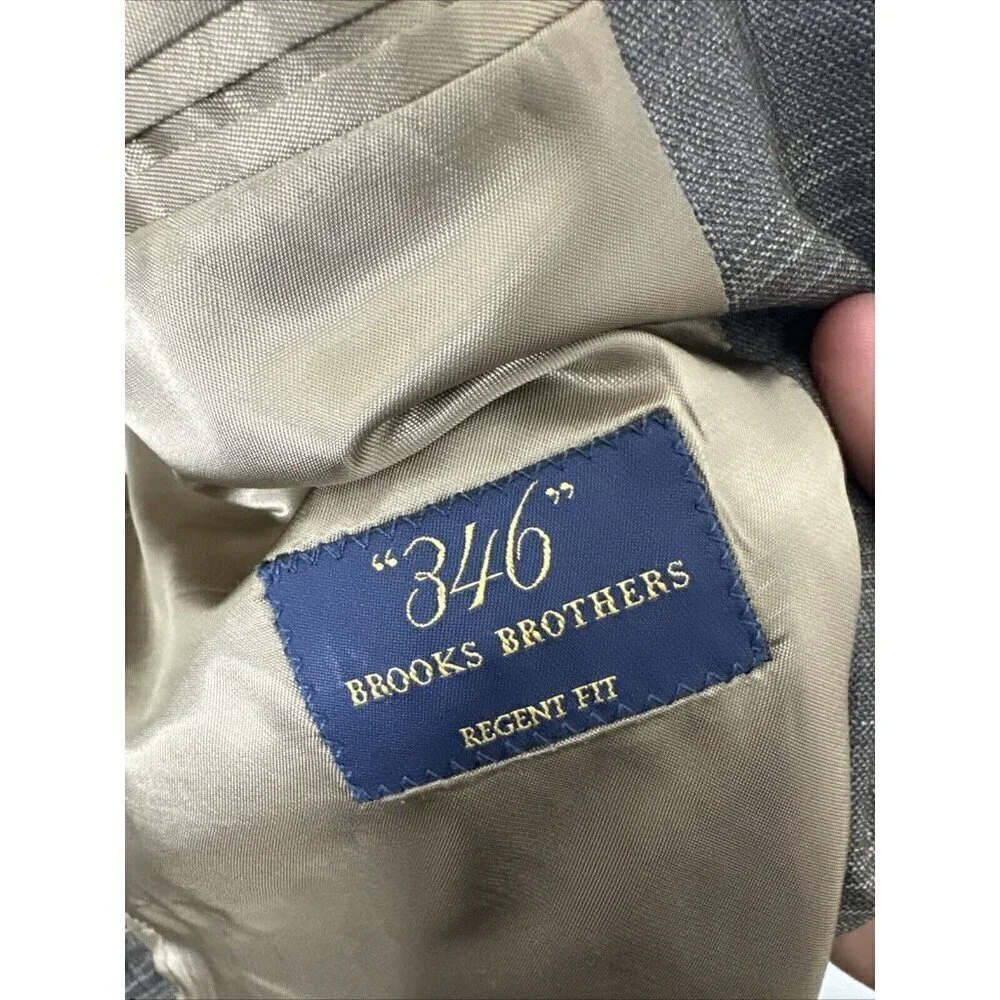 Brooks Brothers‎ 346 Men 42 R Check Gray Blazer Sports Coat Regent Fit
